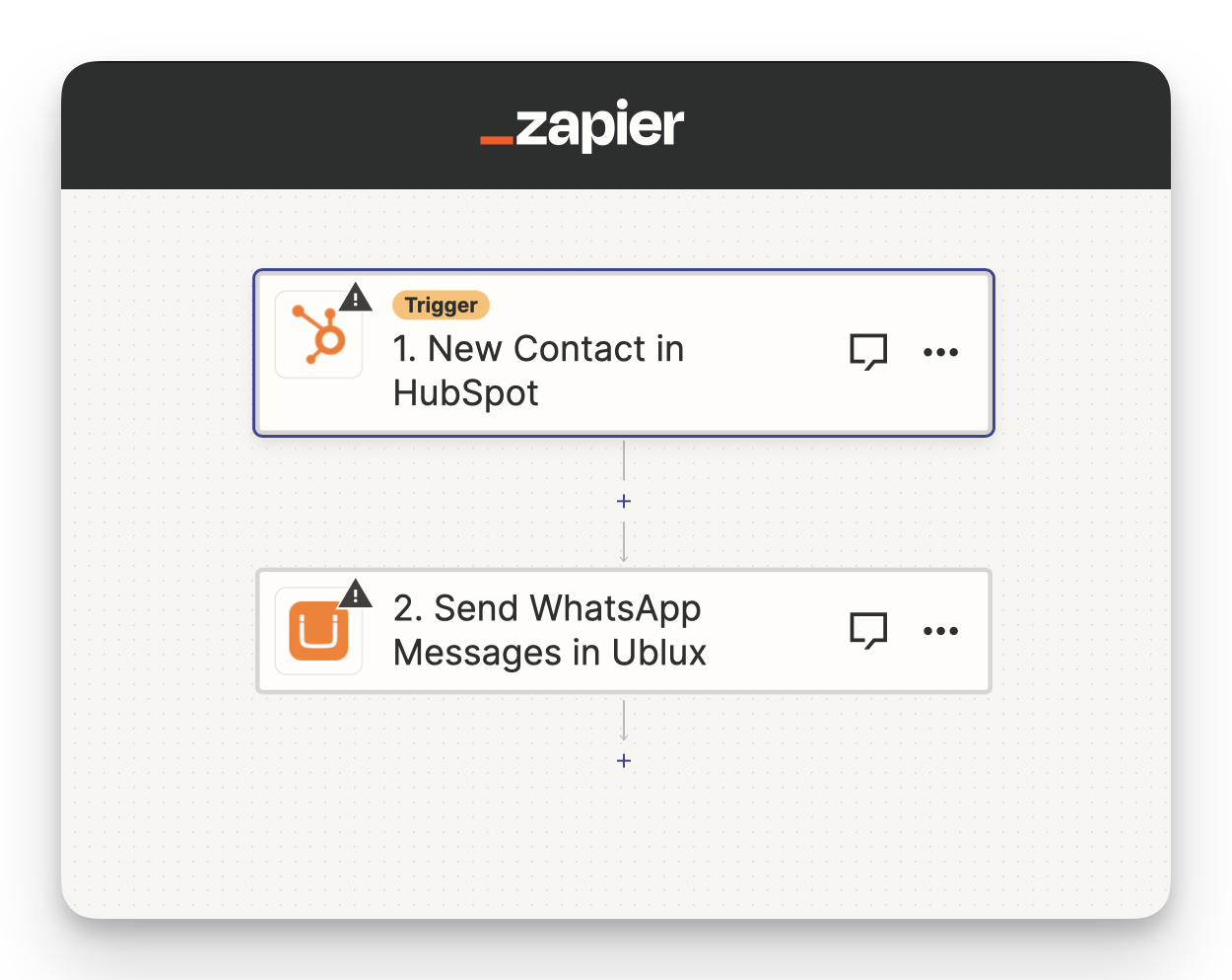 Zapier - Ublux - WhatsApp